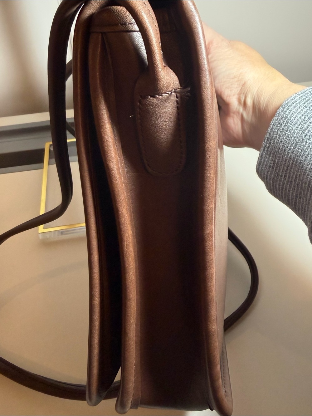 Vintage Coach Compact Pouch Bag 9620 Classic Brown Leather Shoulder Bag - Picture 7 of 10